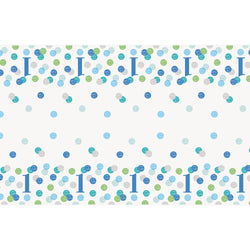 Blue Dots 1st Birthday Rectangular Plastic Table Cover, 54