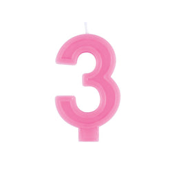 Raised Border Number 3 Birthday Candle