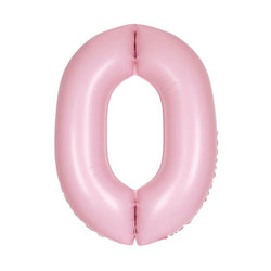Matte Lovely Pink Number 0  Shaped Foil Balloon 34