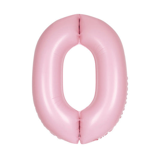 Matte Lovely Pink Number 0  Shaped Foil Balloon 34