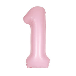 Matte Lovely Pink Number 1 Shaped Foil Balloon 34