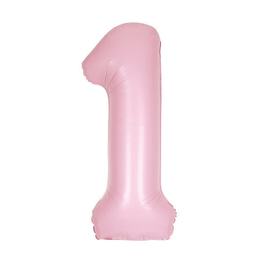 Matte Lovely Pink Number 1 Shaped Foil Balloon 34