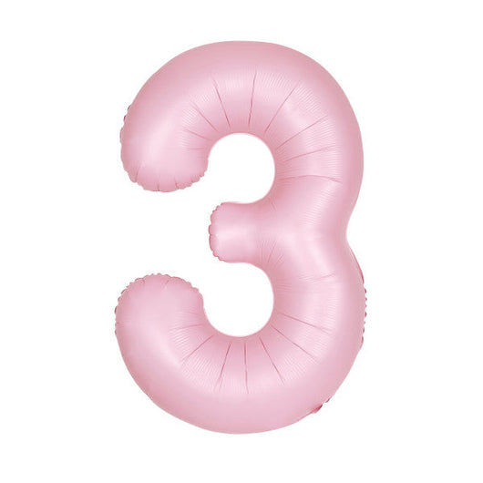 Matte Lovely Pink Number 3 Shaped Foil Balloon 34