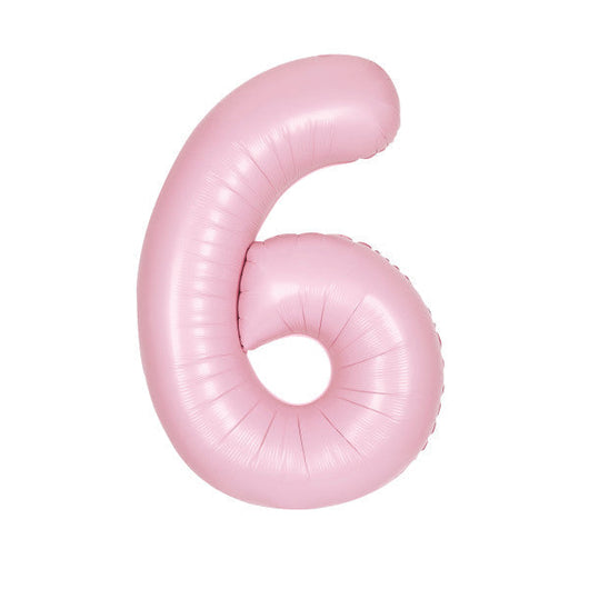 Matte Lovely Pink Number 6 Shaped Foil Balloon 34