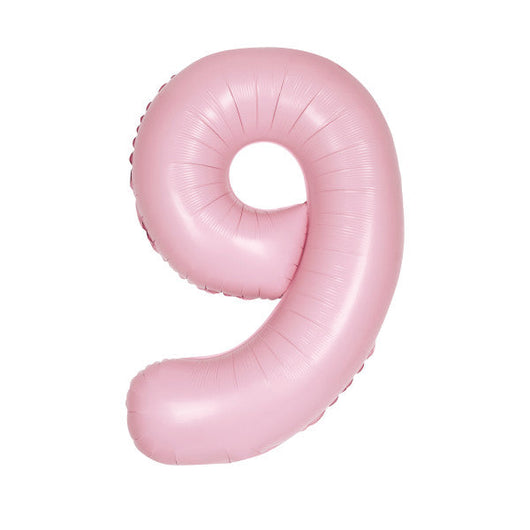 Matte Lovely Pink Number 9 Shaped Foil Balloon 34