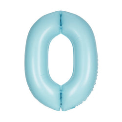 Matte Powder Blue Number 0 Shaped Foil Balloon 34