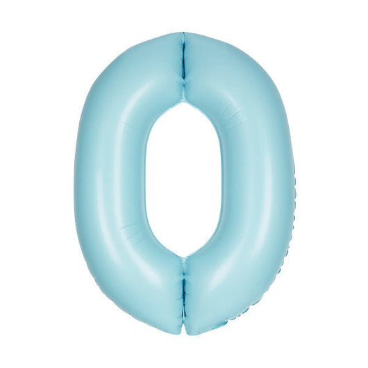 Matte Powder Blue Number 0 Shaped Foil Balloon 34
