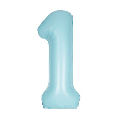 Matte Powder Blue Number 1 Shaped Foil Balloon 34