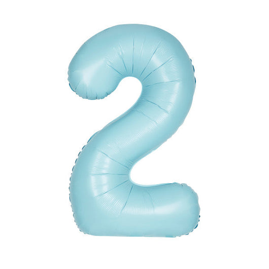 Matte Powder Blue Number 2 Shaped Foil Balloon 34