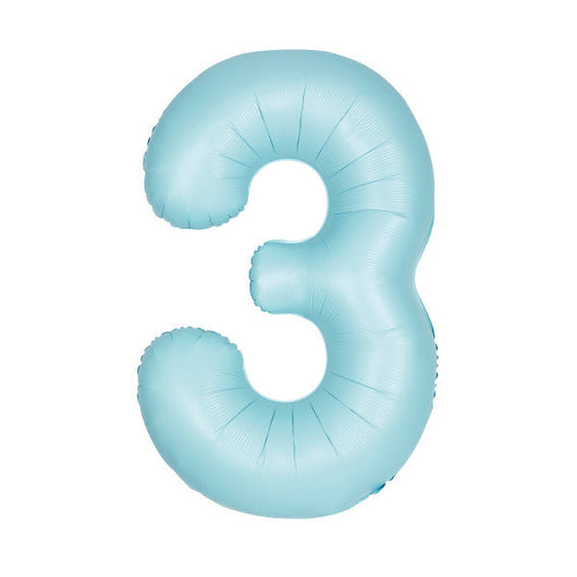 Matte Powder Blue Number 3 Shaped Foil Balloon 34