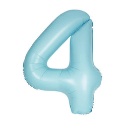 Matte Powder Blue Number 4 Shaped Foil Balloon 34