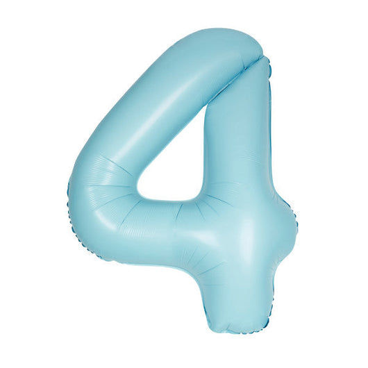 Matte Powder Blue Number 4 Shaped Foil Balloon 34