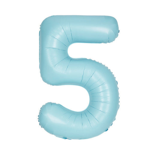 Matte Powder Blue Number 5 Shaped Foil Balloon 34