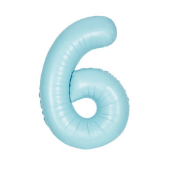Matte Powder Blue Number 6 Shaped Foil Balloon 34