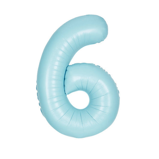 Matte Powder Blue Number 6 Shaped Foil Balloon 34