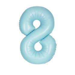 Matte Powder Blue Number 8 Shaped Foil Balloon 34