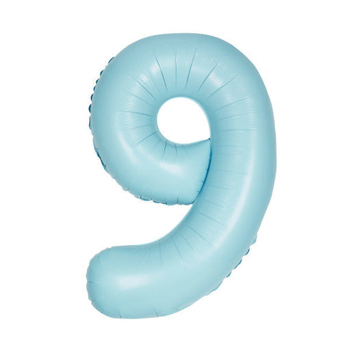 Matte Powder Blue Number 9 Shaped Foil Balloon 34