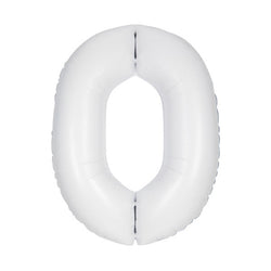 Matte White Number 0 Shaped Foil Balloon 34
