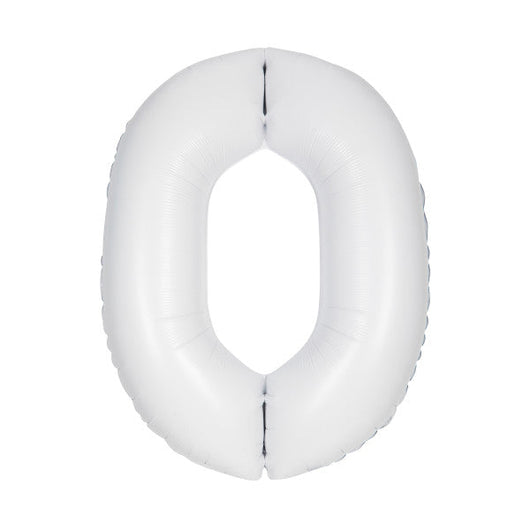 Matte White Number 0 Shaped Foil Balloon 34