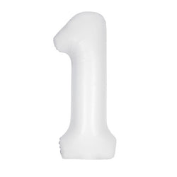 Matte White Number 1 Shaped Foil Balloon 34