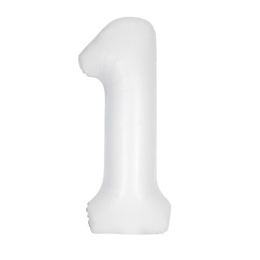 Matte White Number 1 Shaped Foil Balloon 34