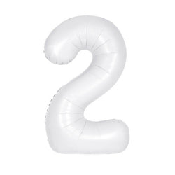 Matte White Number 2 Shaped Foil Balloon 34