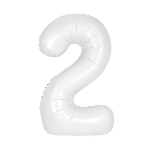 Matte White Number 2 Shaped Foil Balloon 34