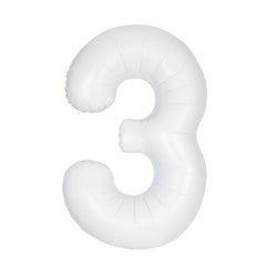 Matte White Number 3 Shaped Foil Balloon 34