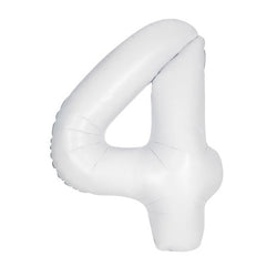 Matte White Number 4 Shaped Foil Balloon 34