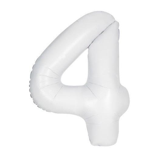 Matte White Number 4 Shaped Foil Balloon 34