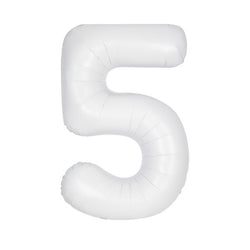 Matte White Number 5 Shaped Foil Balloon 34