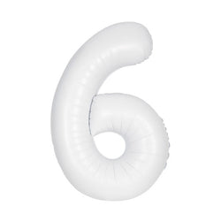 Matte White Number 6 Shaped Foil Balloon 34