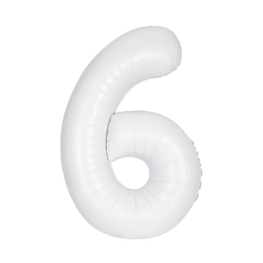 Matte White Number 6 Shaped Foil Balloon 34