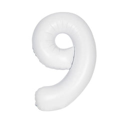 Matte White Number 9 Shaped Foil Balloon 34