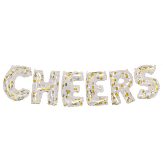 Cheers Clear Confetti Filled Letter Balloon Banner Kit