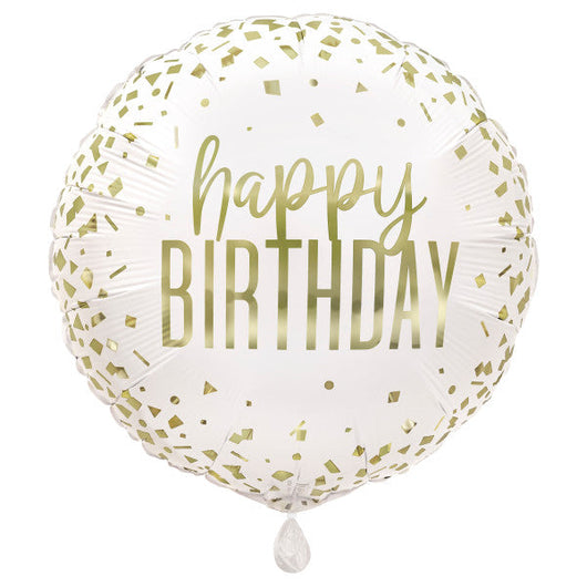 Confetti Gold Birthday Round Foil Balloon 17