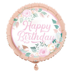Pink Blooms Round Foil Balloon 17