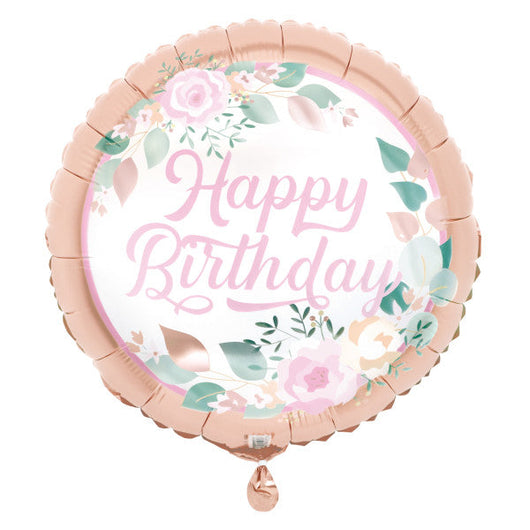 Pink Blooms Round Foil Balloon 17