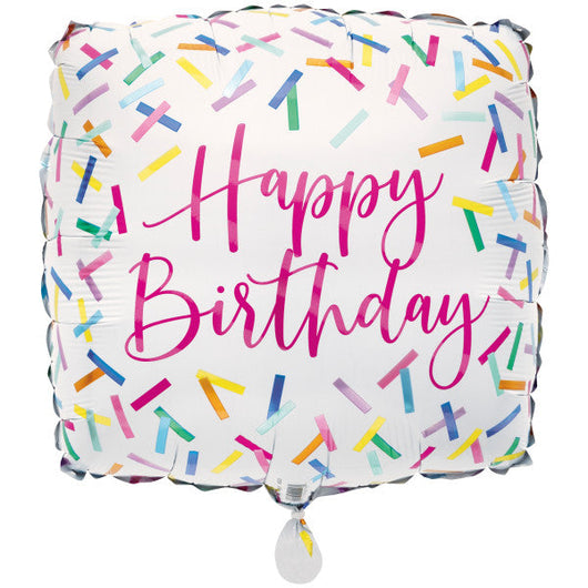 Pink Sprinkles Square Foil Balloon 18