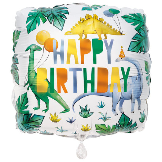Partying Dinosaurs Square Foil Balloon 18