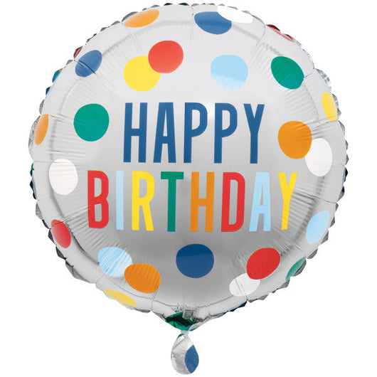 Happy Birthday Dots Round Foil Balloon 17