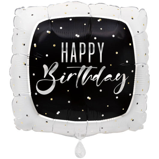 Silver Happy Birthday Square Foil Balloon 18