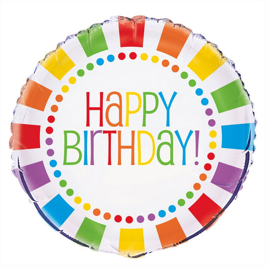 Rainbow Birthday Round Foil Balloon 18