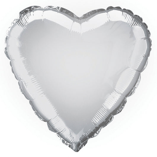 Silver Solid Heart Foil Balloon 18