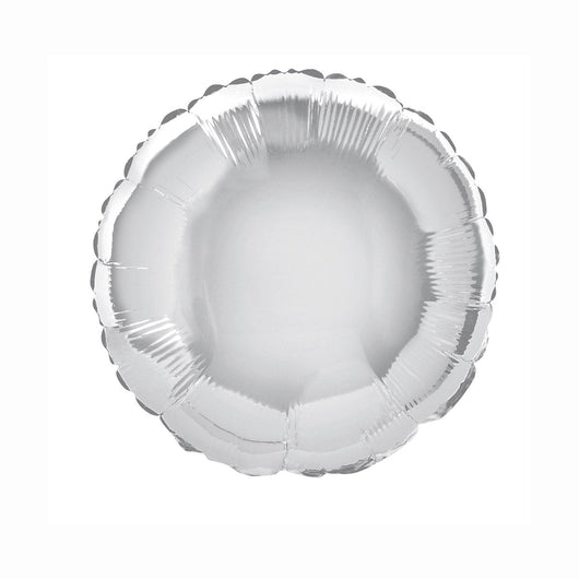 Silver Solid Round Foil Balloon 18