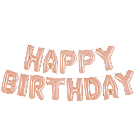 Rose Gold Happy Birthday Foil Letter Balloon Banner Kit, 14