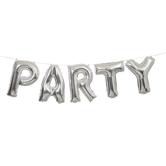 Silver Party Foil Letter Balloon Banner Kit, 14