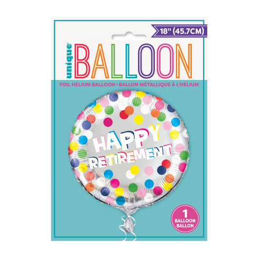 Colorful Dots Retirement Round Foil Balloon 18