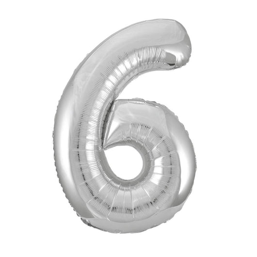 Silver Number 6 Shaped Foil Balloon 34