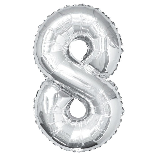 Silver Number 8 Shaped Foil Balloon 34